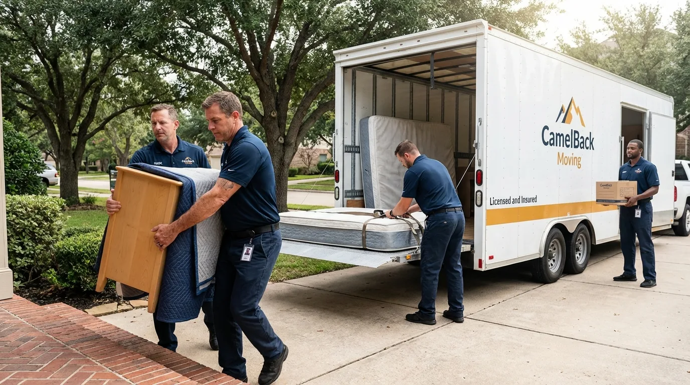 Crew loading residential truck for cross-state move from Sturgis, MI
